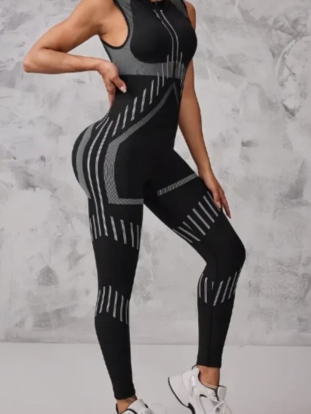 PrettyLittleThing Black Sculpted Seamless Sleeveless Jumpsuit